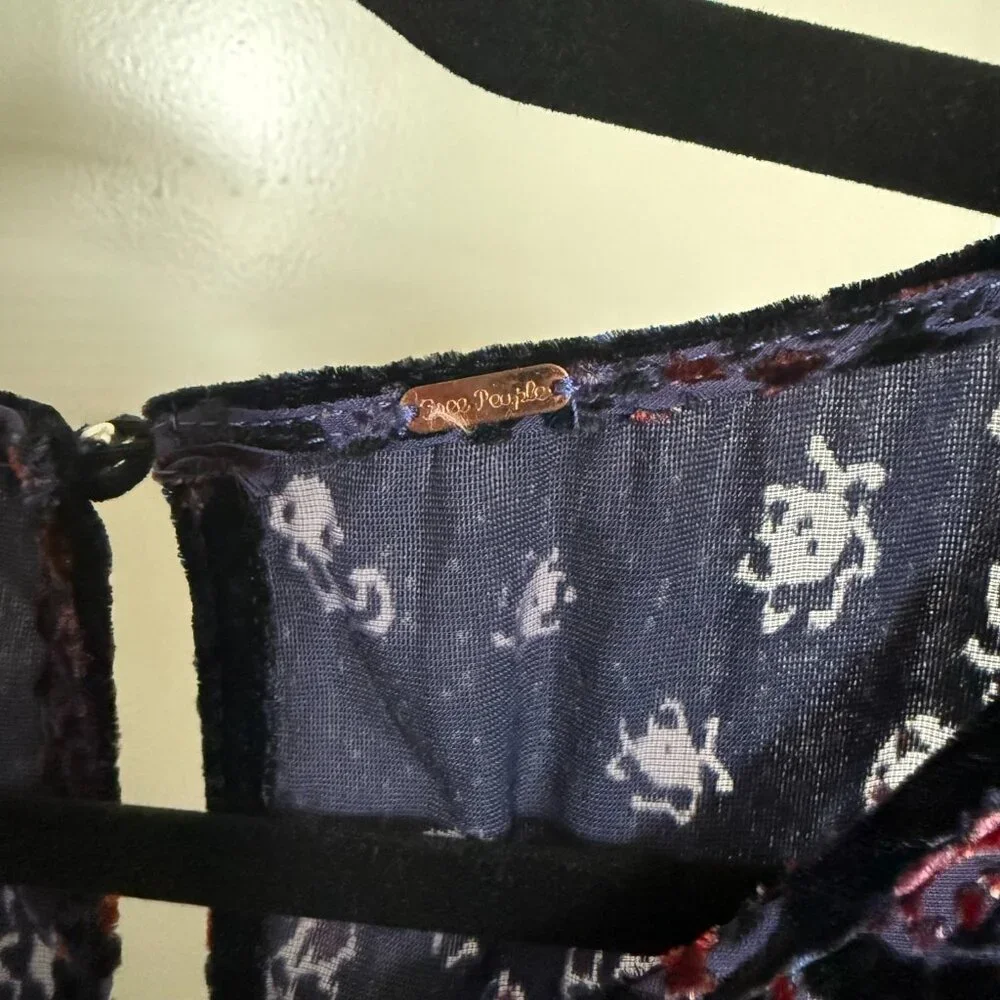 Free People Sz Small Crushed Velvet Whimsigoth witchy Mirror Mirror babydoll